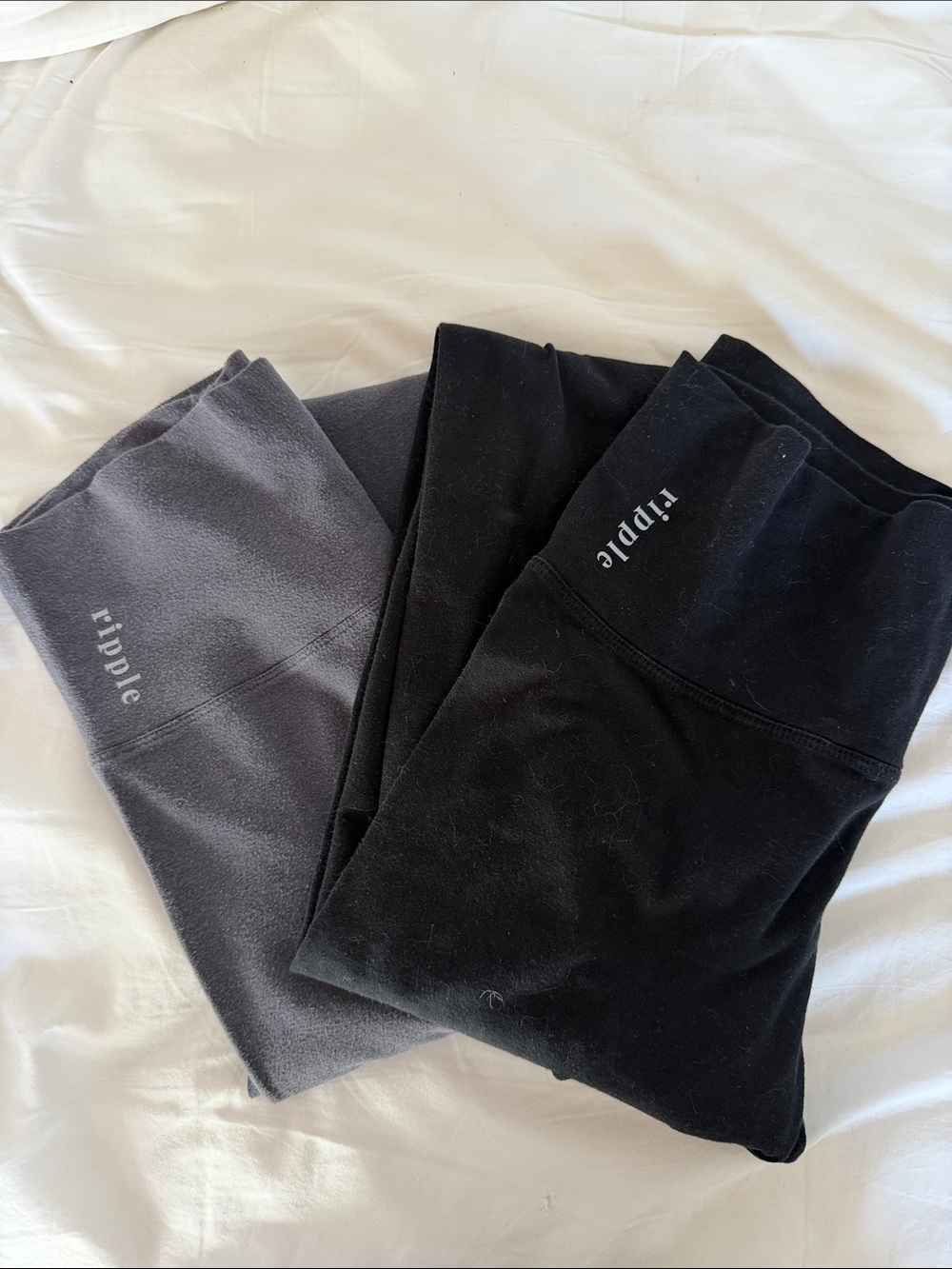 Bundle of Ripple Organic Cotton High Waist Leggings Set in Black and Charcoal